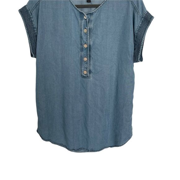 J.crew Chambray mid button short sleeve square tunic top S - Picture 6 of 8
